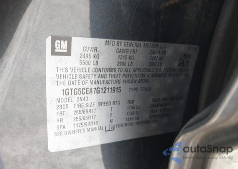 2016 GMC Canyon Sle z USA, uszkodzony, nr VIN 1GTG5CEA7G1211915